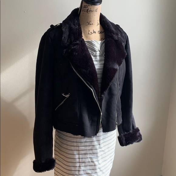 Zara fur-lined and fur-trimmed biker jacket XL - Picture 12 of 12